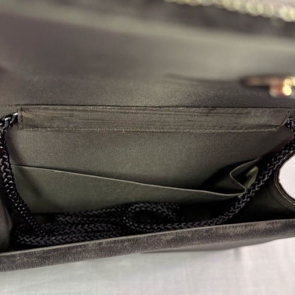 Vintage Black Pressed Velvet with Silver Floral Beading Clutch or Shoulder Bag - Picture 10 of 11